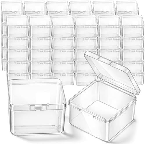 Jetec 60 Pieces Small Clear Plastic Storage Box, 2.5 x 2.5 x 1.6 Inch