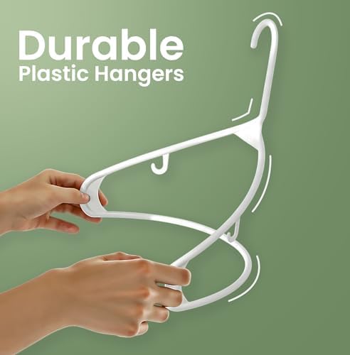 Utopia Home Plastic Hangers 20 Pack – Built-in Strap Hooks White