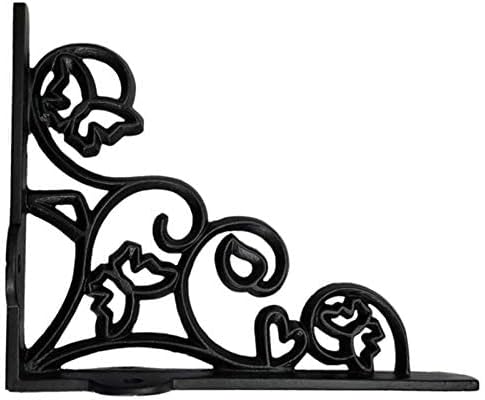 Adonai Hardware "Hallelujah" Black Antique Iron Shelf Bracket (Supplied as 2 Pieces per Pack) - Black Powder Coated
