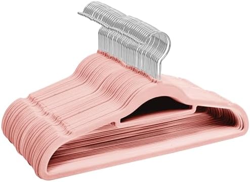 50 Pack Velvet Hangers | Non Slip Velvet Hangers for Clothes with Tie Organisers | Space Saving Hangers and 360° Swivel Hooks Wardrobe Storage Organiser