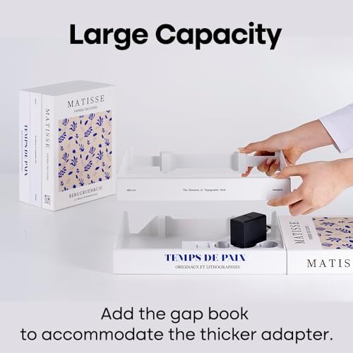 Book Shape Decorative Cable Management Box - Expandable Cable Organizer Box with Magnetic Closure for Home & Office (Blu