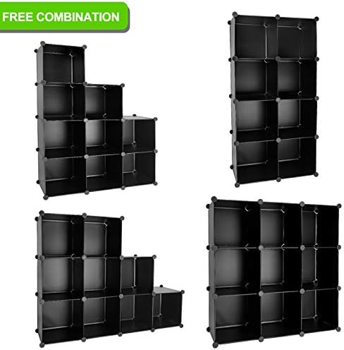 Cube Storage Organizer, 9-Cube DIY Plastic Closet Cabinet Modular Bookcase, Storage Shelves for Bedroom Living Room, Off