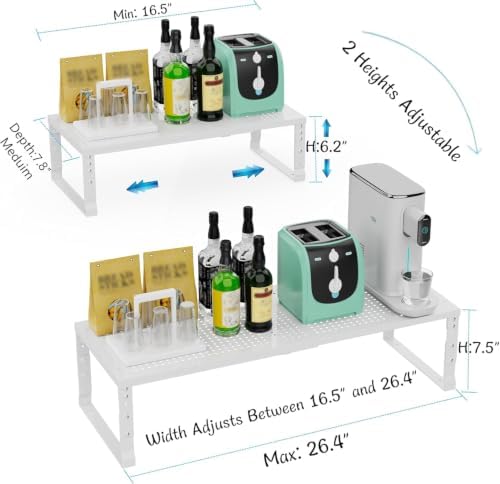 Expandable Spice Rack & Kitchen Cabinet Organizer - Stackable, Adjustable Shelves for Cabinets, Countertops, Cupboards &