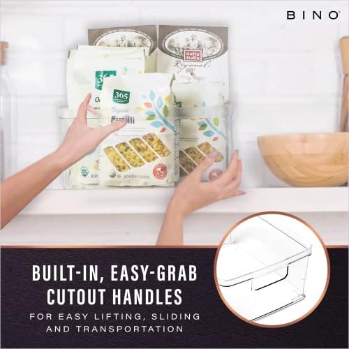 BINO | Plastic Storage Bins, Medium - 2 Pack | THE LUCID COLLECTION | Multi-Use Built-In Handles | BPA-Free | Clear Stor
