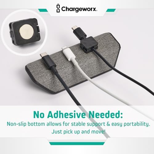 Magnetic Cable Management Organizer, Cord Holder, 3 Clips, Desk, Nightstand
