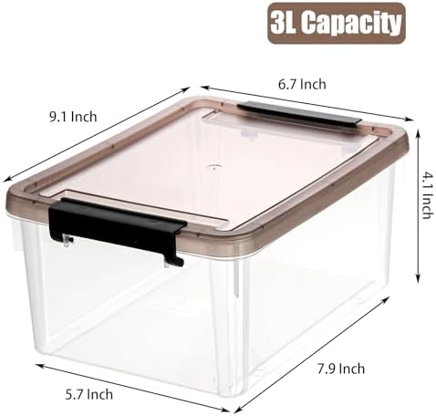 Nicunom 8 Packs Small Storage Bins with Lids, 3.2 QT Clear Storage Latch Box Plastic Storage Bins Stackable Storage Cont