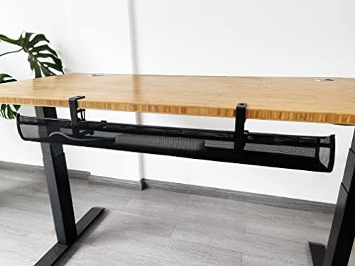 Under Desk 35 Inch Mesh Fabric Cable Management Tray, Power Cable Holder, Cord Organizer, Make Wire Tidy for Height Adju