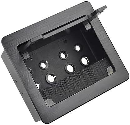 Tabletop Brush Cable Management Connectivity Box with 8 Grommet Holes for Conference Office (Black)