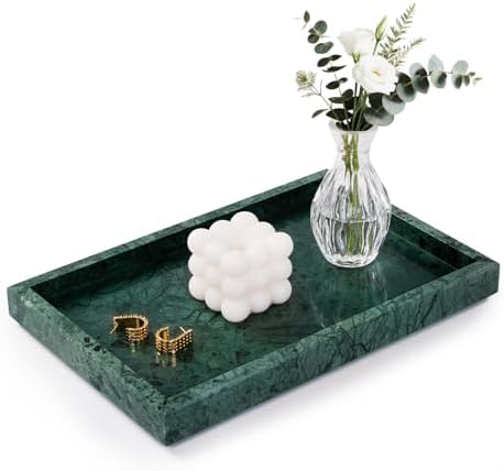 Marble Bathroom Tray for Countertop & Home Decor, Natural Decorative Marble Tray for Jewelry & Perfume Organizer, Luxury