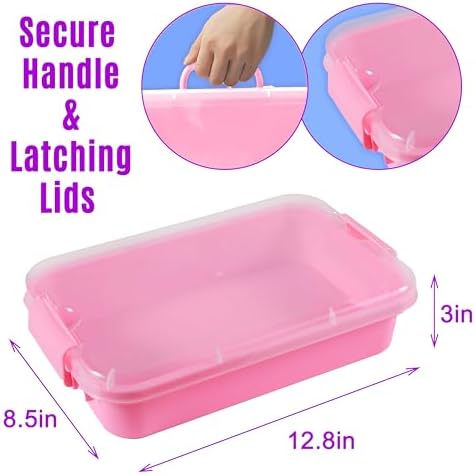 Carolart 3 Pack 12.8 Inch Plastic Storage Bins, Stackable Sensory Bin