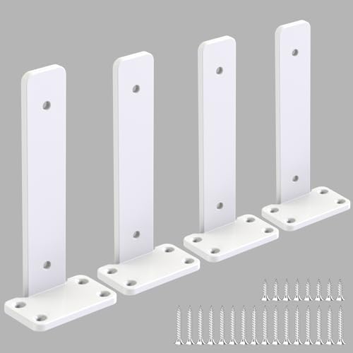 Floating Shelf Brackets upgraded, 8 inch, White Heavy Duty Iron Shelf Brackets, Industrial Modern Floating Shelf Support