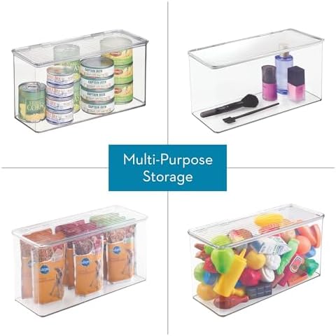 iDesign Plastic Stackable Hinged-Lid Storage Box, Set of 2, Clear