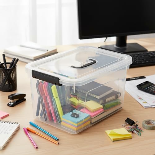 20-Quart Plastic Bins with Lid, Clear Plastic Boxes with Handles, 4-Pack