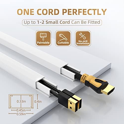 Delamu Cord Hider, 472in Cord Covers for Wires on Wall, One-Cord Cable Hider, Self-Adhesive Wire Hiders Wire Covers for 