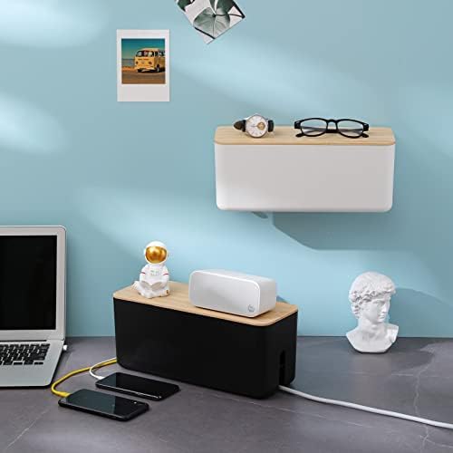 Changsuo Wall Mount Cable Management Box LargeCable Organizer Box for Extension Cord Power Stripe Surge Protector Wire M