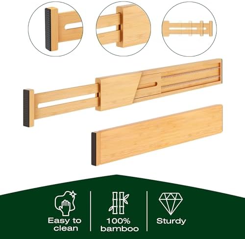 ROYAL CRAFT WOOD Adjustable Bamboo Drawer Dividers