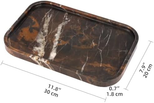 Marble Bathroom Vanity Decorative Tray, Black Gold, 12 * 8 * 0.8