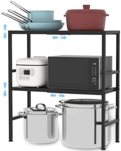 2-Tier Expandable Metal Storage Shelves, 150LBS Heavy Duty Shelving Units and Storage,Adjustable Utility Organization an