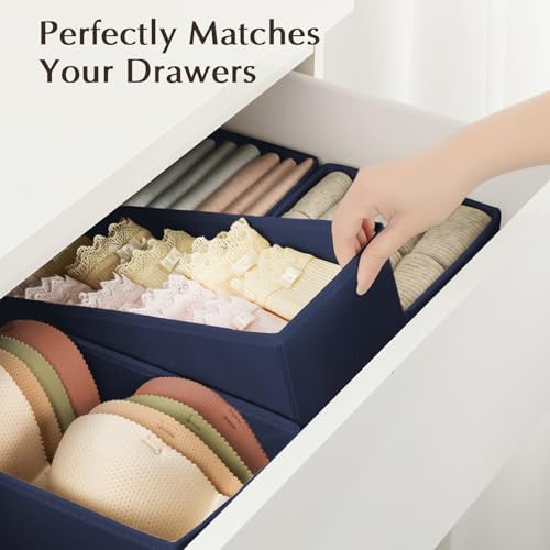 DIMJ Drawer Organizers Clothes, Set of 8 Dresser Organizer Bins, Fabric Closet Organizers and Storage, Shallow Drawer Di