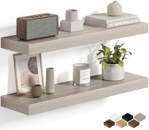 Fun Memories Floating Shelves for Wall 24 Inch, Set of 2 – Wall-Mounted Storage & Display Shelf with Invisible Bracket, 