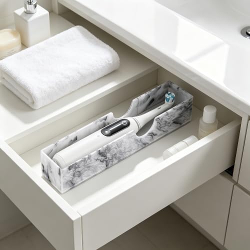 Acrylic Electric Toothbrush Holder with Diatomite Drying Stone White Marble