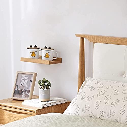 12x4-Inch Natural Solid Oak Wood Floating Shelf for Wall Decor