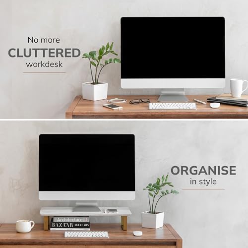 Anji Mountain Monitor Stand for Desk - Desktop Organizer & Laptop Riser, Ergonomic Monitor Riser, Space-Saving, Durable,