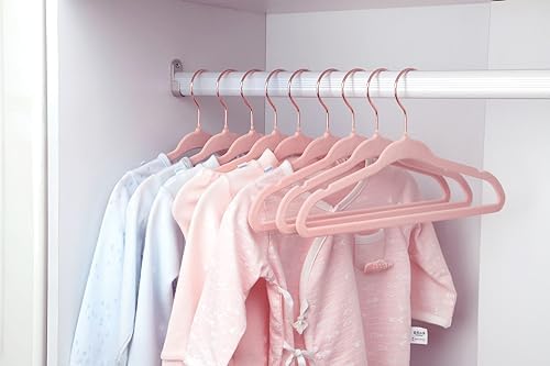 ManGotree Baby Velvet Hangers with Swivel Rose Gold Hook 30 Pack Light Pink