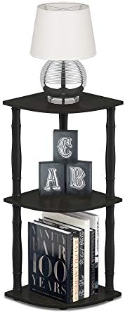 Furinno Turn-N-Tube 3-Tier Corner Display Rack Multipurpose Shelving Unit with Classic Tube, Espresso/Black