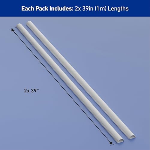 D-Line Half Round Cord Hider, Patented Cable Cover, Hide TV Wall Mount Wires, Raceway for Cords, Decorative Wire Covers,