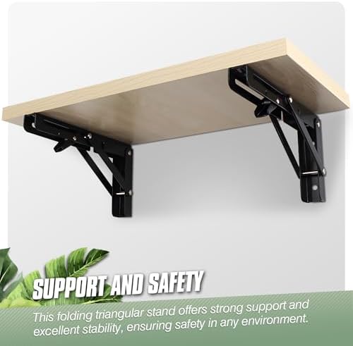 Folding Shelf Brackets - 4 Pcs 14 Inch,Heavy Duty, Black