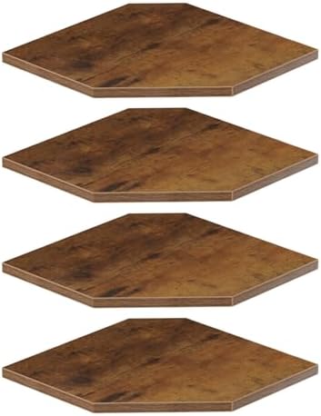 JJL Corner Shelf, 12 Inch Set of 4 Floating Shelves for Wall with Wire Hole for Security Camera and Radios Storage, 13.3