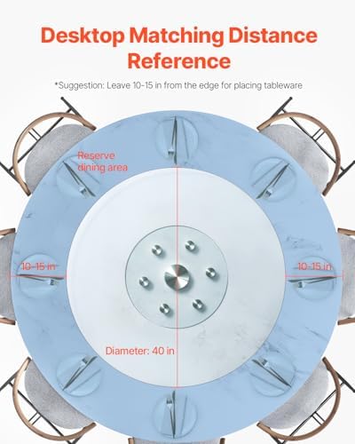 VEVOR 40 in Glass Lazy Susan Turntable, Tempered Glass Dining Table Centerpiece with 6 Rotating Wheels, 360° Smooth and 