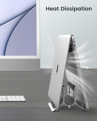 SODI Vertical Laptop Stand for Desk, Gravity Auto Lock Vertical MacBook Stand, Aluminum Laptop Vertical Dock Stand Holde