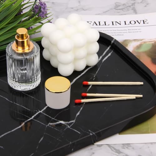 Marble Bathroom Vanity Decorative Tray, Black Marquina, 12 * 8 * 0.8