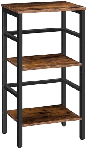 HOOBRO 3 Tier Bookshelf, Small Narrow Bookshelf, Record Storage Rack with Side Fence, Floor-Standing Shelf Units, Narrow