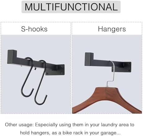 OVOV 6 Pack 6 Inch Black Shelf Brackets with Lip Wall Shelf Brackets