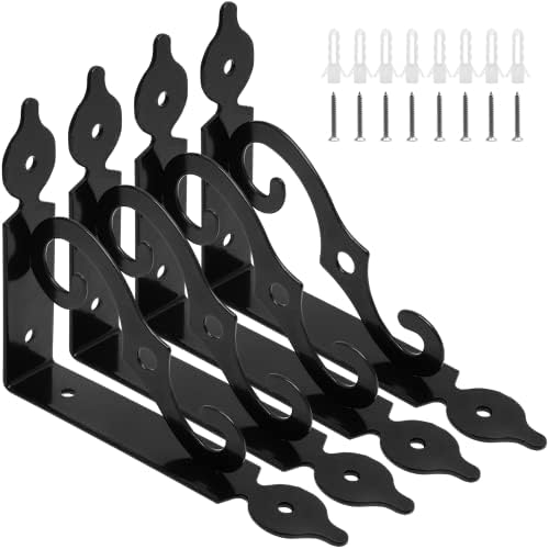 Luomorgo L Bracket Decorative Shelf Brackets, 5.4 Inch, Black, 4 Pcs
