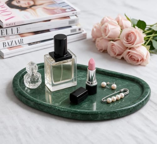 Natural Marble Vanity Tray,Special-Shaped Jewelry Tray for Bathroom