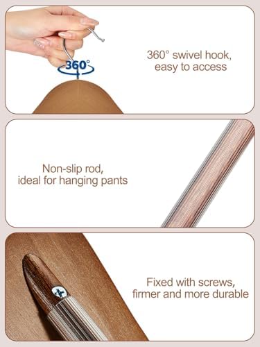 HOUSE DAY 19 Inch Wooden Suit Hangers 6 Pack, Walnut
