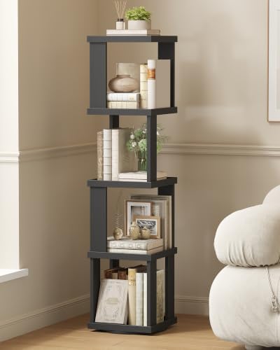 TUTOTAK 5-Tier 360°Rotating Bookshelf, Narrow Book Shelf, Corner Bookcase