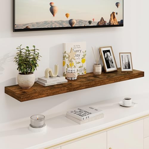 Fun Memories Floating Shelves, 8 Inch Deep Floating Shelves, Rustic Wood Fireplace Mantel 48 in Long, 48 x 8 Floating Wa