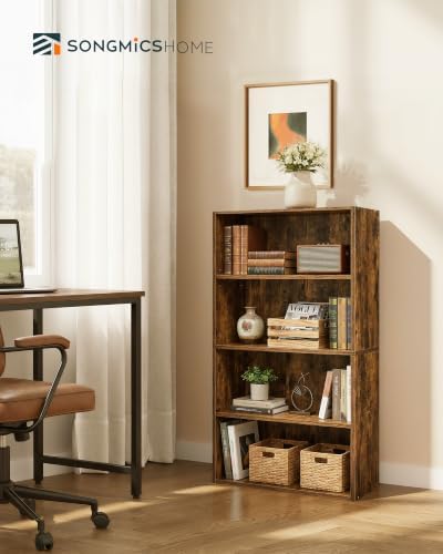 SONGMICS HOME 4-Tier Bookshelf, Narrow Shelving Unit