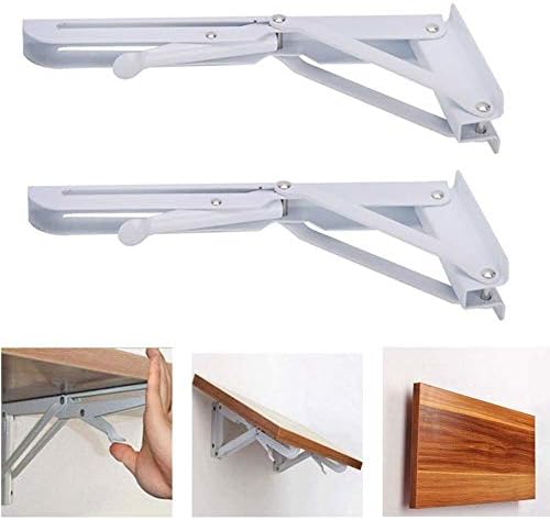 Folding Shelf Bracket Steel Triangle Wall Mount Support White Heavy Duty Shelf Brackets 2 PCS (12inch) by Accessbuy