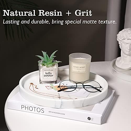 Emibele Vanity Tray, White Round Trays for Bathroom Bedroom Countertop