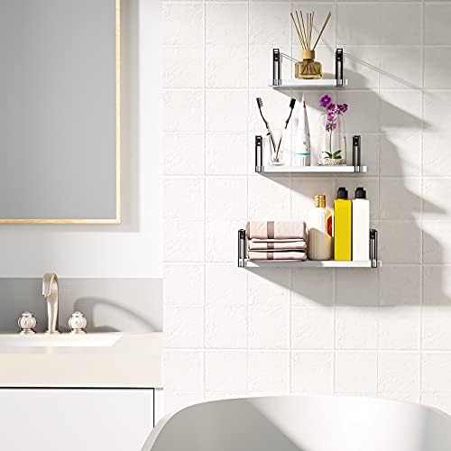 SRIWATANA Floating Shelves Set of 3, 17'' Wood Wall Shelves, White