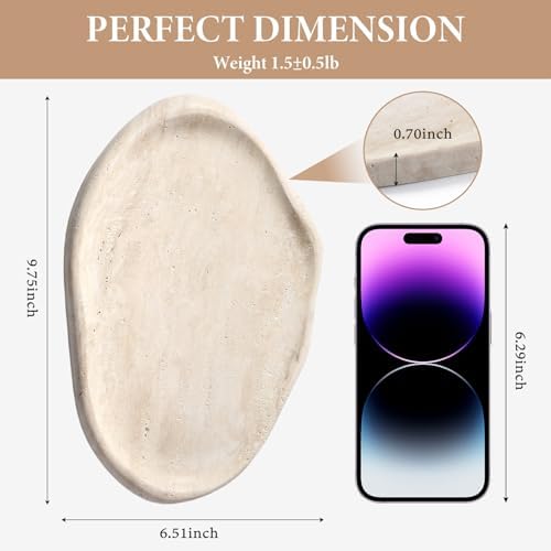 Koville Luxurious Natural Marble Vanity Tray, Cloud Shape Serving Stone Key Tray for Home Decor, 10" x 7" Marble Storage