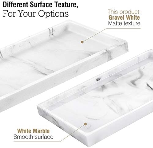 Luxspire Resin Bathroom Vanity Tray for Countertop Organizer,M,Gravel White