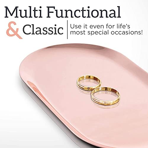 Rose Gold Stainless Steel Tray Set of 3, 7 Inch Small Vanity
