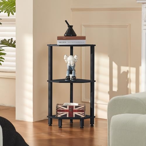 YUFAM 3-Tier Corner Shelf, Black
